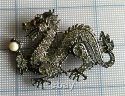 The Franklin Mint sterling silver rhinestone The Year of the Dragon Brooch withBOX