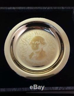 The George Washington Plate Sterling Silver Inlaid with 24k Gold Franklin Mint