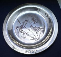 The Goldfinch Franklin Mint plate 192 grams. 925 sterling