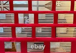 The Great Flags Of America Complete Set 42 Sterling Silver Proof Bars COA