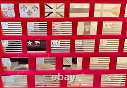 The Great Flags Of America Complete Set 42 Sterling Silver Proof Bars COA