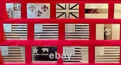 The Great Flags Of America Complete Set 42 Sterling Silver Proof Bars COA