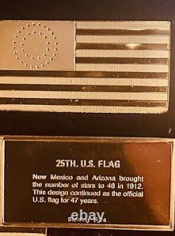 The Great Flags of America Sterling Silver. 925 Proof Mini Bars With COA