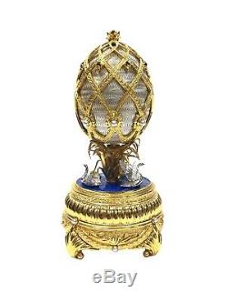 The House Of Faberge Musical Swan Lake Egg Sterling Silver & Gold Franklin Mint