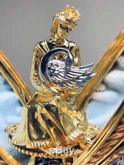 The House Of Faberge Musical Swan Lake Egg Sterling Silver Jeweled Franklin Mint