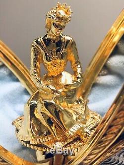 The House Of Faberge Musical Swan Lake Egg Sterling Silver Jeweled Franklin Mint