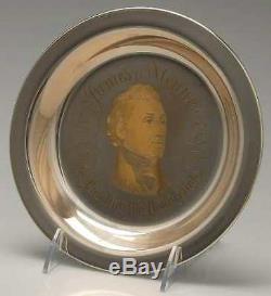 The James Monroe Plate Sterling Silver Inlaid with 24k Gold Franklin Mint