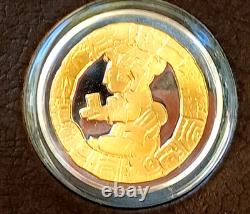 The Treasures of the Mayas 12 Pc 24k on Sterling Medal Set w Frame, COA, Box