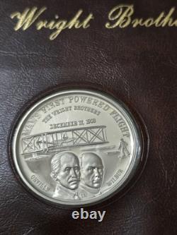 The Wright Brothers Sterling Silver Medal, Great American Heroes Binder Set