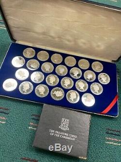 Treasure Coins Of The Caribbean 25-coin Set Sterling Silver 1986 Franklin Mint