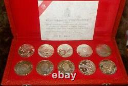 Tunisia 1969 Franklin Mint Proof Sterling Silver 10 Coin 1 Dinar Box COA