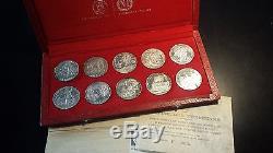 Tunisia 1969 Franklin Mint Proof Sterling Silver 10-Coin 1 Dinars with Box & COA