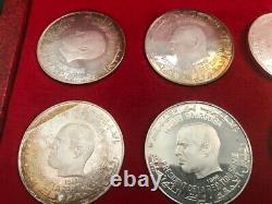 Tunisia 1969 Franklin Mint Sterling Silver Proof 1 Dinar Set 10 Total 210 Grams