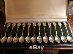 Twelve Days of Christmas Sterling Silver Spoons Set Franklin Mint 12 ounces