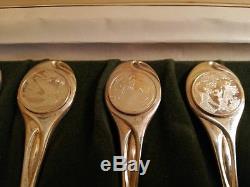 Twelve Days of Christmas Sterling Silver Spoons Set Franklin Mint 12 ounces