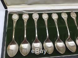 Twelve Days of Christmas Sterling Silver Spoons Set Franklin Mint 356 Grams NOS
