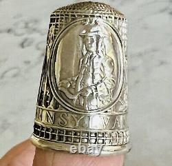 U. S. Colonial Colonies Sterling Silver Thimble set of 7 Franklin Mint, c. 1978