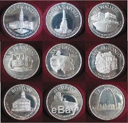 U. S. Conference of Mayors Medals Sterling Silver Proof 50-Coin Set Franklin Mint