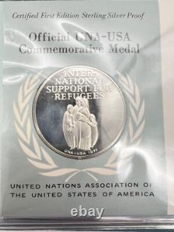 UN First Day Covers 1971 First Edition. 925 Sterling Silver Proofs 3.1oz ASW