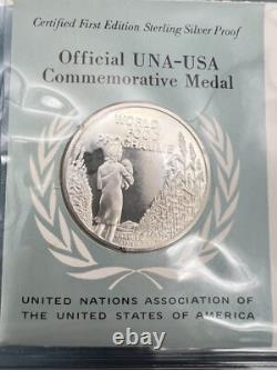 UN First Day Covers 1971 First Edition. 925 Sterling Silver Proofs 3.1oz ASW
