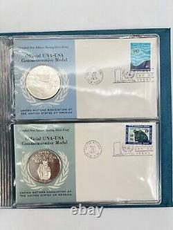 UN First Day Covers 1971 First Edition. 925 Sterling Silver Proofs X 4 Total