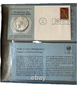 United Nations First Day Covers 1971 First Edition. 925 Sterling Silver Proofs