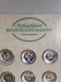 Unopened Franklin Mint Sterling Silver Floral Alphabet Mini Miniature Plates Set