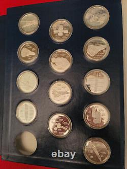 VERY RARE! AMERICA IN SPACE 15 STERLING SILVER 39mm COIN PROOF SET FRANKLIN MINT