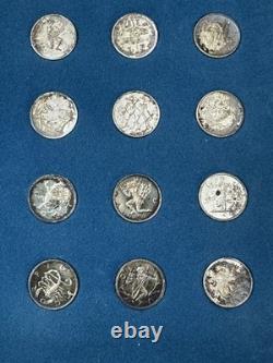 VTG 1970 ZODIAC 12 MEDALS FRANKLIN MINT Solid Sterling Silver Pre-owned