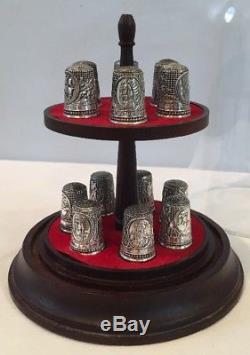 VTG 1978 Franklin Mint 13 Sterling Silver Colonial America Thimble Collection