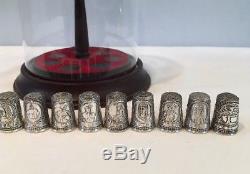 VTG 1978 Franklin Mint 13 Sterling Silver Colonial America Thimble Collection