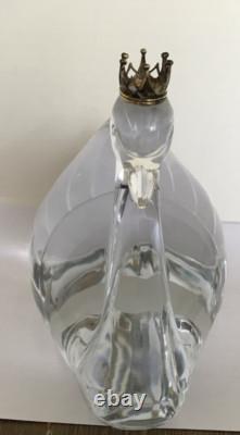 VTG 1984 Franklin Mint Lead Crystal Swan with 925 Gilt Crown Sculpture Lt. Ed