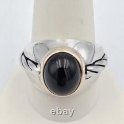 VTG Franklin Mint 1989 925 Sterling Silver & 14K Gold Winner's Circle Onyx Ring