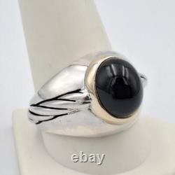 VTG Franklin Mint 1989 925 Sterling Silver & 14K Gold Winner's Circle Onyx Ring