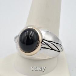 VTG Franklin Mint 1989 925 Sterling Silver & 14K Gold Winner's Circle Onyx Ring
