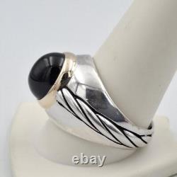 VTG Franklin Mint 1989 925 Sterling Silver & 14K Gold Winner's Circle Onyx Ring