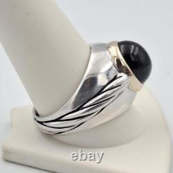 VTG Franklin Mint 1989 925 Sterling Silver & 14K Gold Winner's Circle Onyx Ring