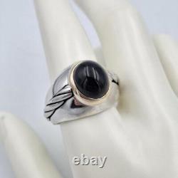 VTG Franklin Mint 1989 925 Sterling Silver & 14K Gold Winner's Circle Onyx Ring