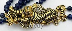 VTG Franklin Mint Year of the Tiger Necklace 925 Sterling Silver 22k Gold NWB