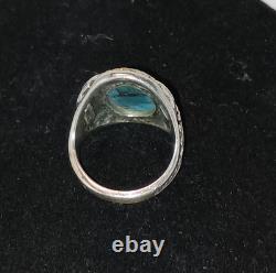 Vintage 14k Gold Sterling John Wayne Ring Franklin Mint Turquoise Size 12