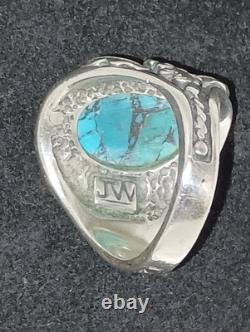 Vintage 14k Gold Sterling John Wayne Ring Franklin Mint Turquoise Size 12