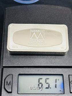 Vintage 1973 Franklin Mint Merril Bank Bangor Maine Sterling Silver Bar 2oz