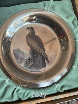 Vintage 1974 Sterling Silver Audubon Society Franklin Mint Bald Eagle PLATE