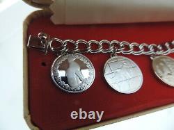 Vintage 1976 Good Luck Medal Franklin Mint Sterling Silver 7 Charm Bracelet