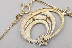 Vintage 1985 Franklin Mint One Diamond Gold Over Sterling Silver Necklace 15