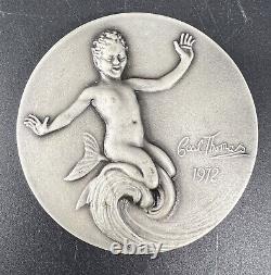 Vintage Cecil Thomas & Mermaid Boy The Franklin Mint 1972 Sterling Silver Medal