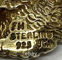 Vintage FM Franklin Mint Sterling Silver Crystal Eagle Pin Broich 16.80g 2.1/4