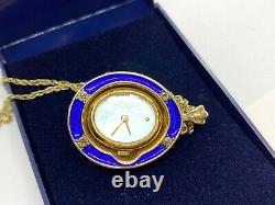 Vintage FRANKLIN MINT Faberge Enamel & Pearl Silver Egg Watch Pendant Necklace