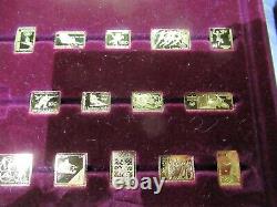Vintage Franklin Mint 100 Greatest Olympic Stamps Gold on Silver withcase Rare