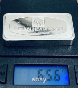 Vintage Franklin Mint 1973 Indian Head Banks 1000 Grains Sterling Silver Bar 2oz